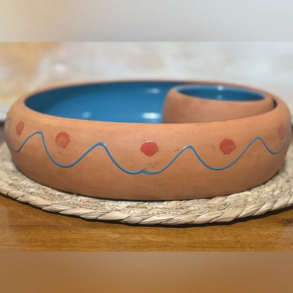 2 / $40 Vintage Himark Terra Cotta Chips & Salsa Bowl - Made in Portugal - Picture 2 of 5